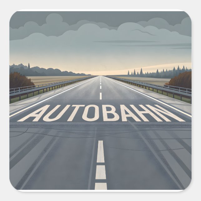 Autobahn Infinite Road Perspective Art Square Sticker (Front)
