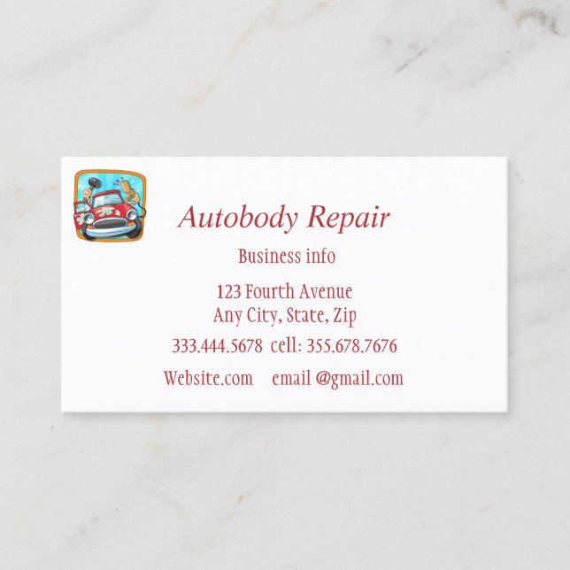 Autobody Repair Shiny Metal Background Business Card (Front)