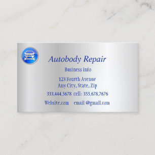 Autobody Repair Shiny Metal Background Business Card