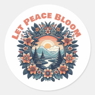 Autocollant Let Peace Bloom Classic Round Sticker