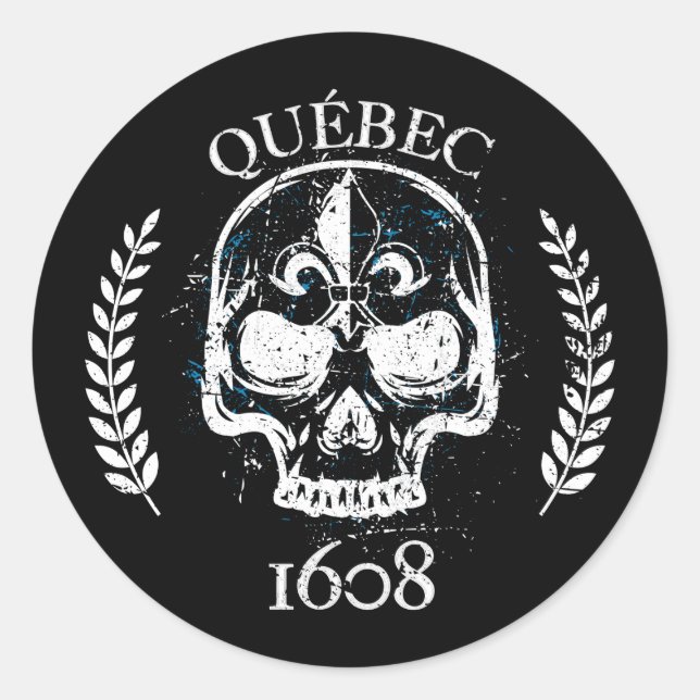 Autocollant (x20_ ronds Québec biker skull/crane Classic Round Sticker (Front)