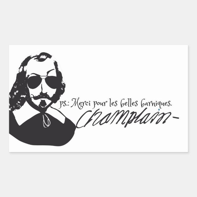 Autocollant x20 Samuel Champlain Hipster lunettes Rectangular Sticker (Front)