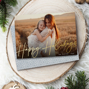 Autograph   Happy Holidays Horizontal Photo Foil Holiday Card