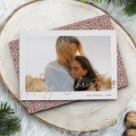 Autograph | Merry Christmas Horizontal Photo Foil Holiday Card<br><div class="desc">Send holiday greetings to friends and family in chic style with our elegant photo cards. Design features your favourite horizontal or landscape orientated photo framed by a thick white border, with "Merry Christmas" sketched on top in shining rose gold foil hand lettered script. Personalise with your family name and the...</div>