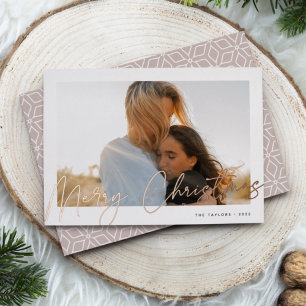 Autograph   Merry Christmas Horizontal Photo Foil Holiday Card