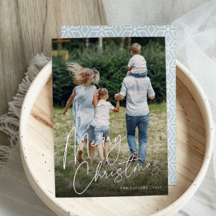 Autograph   Merry Christmas Vertical Photo Foil Holiday Card