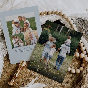 Autograph   Merry Christmas Vertical Photo Foil Holiday Card