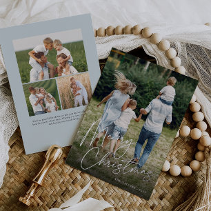 Autograph   Merry Christmas Vertical Photo Foil Holiday Card