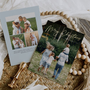 Autograph   Merry Christmas Vertical Photo Foil Holiday Card