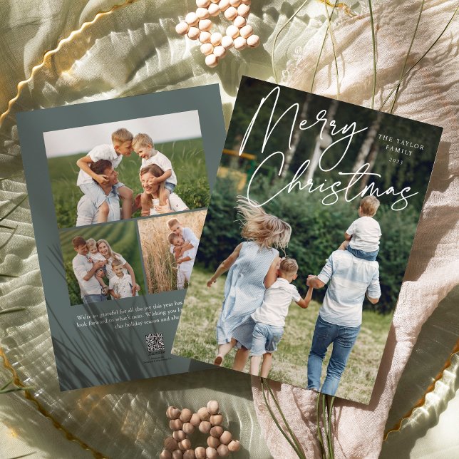 Autograph | Merry Christmas Vertical Photo Holiday Card (Creator Uploaded)