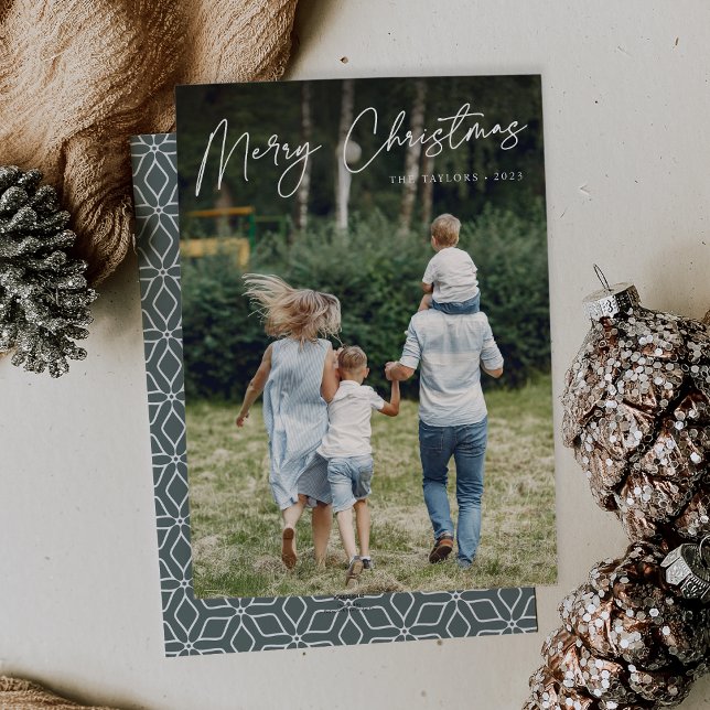 Autograph | Merry Christmas Vertical Photo Holiday Card (Creator Uploaded)
