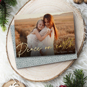 Autograph   Peace on Earth Horizontal Photo Foil Holiday Card
