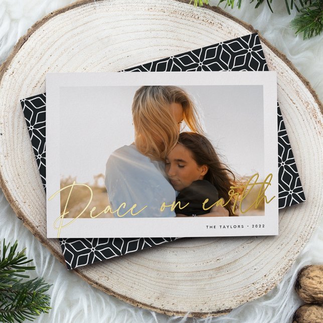 Autograph | Peace on Earth Photo Foil Holiday Card (Creator Uploaded)