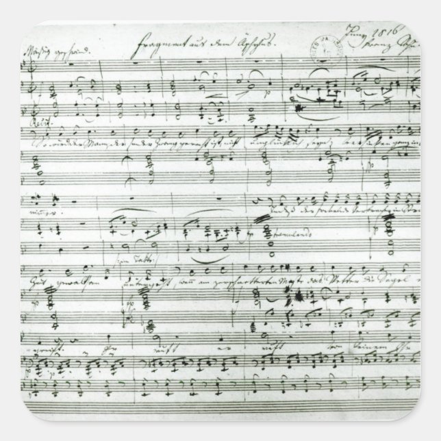 Autograph score of 'Fragment aus dem Square Sticker (Front)