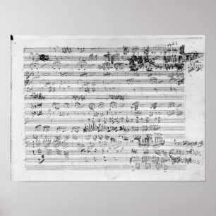 Autograph score sheet for the Trio mi bemol opus Poster