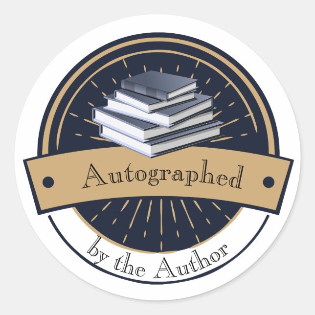 Autographed by the Author, Stack of Books Classic Round Sticker (Front)