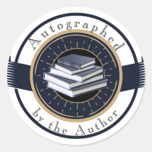 Autographed by the Author, Stack of Books, Classic Round Sticker