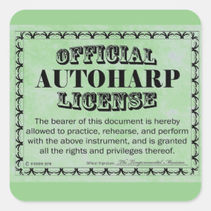 Autoharp License Square Sticker