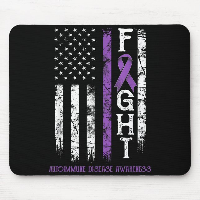 Autoimmune disease warrior us flag Graphic Art Mouse Pad (Front)