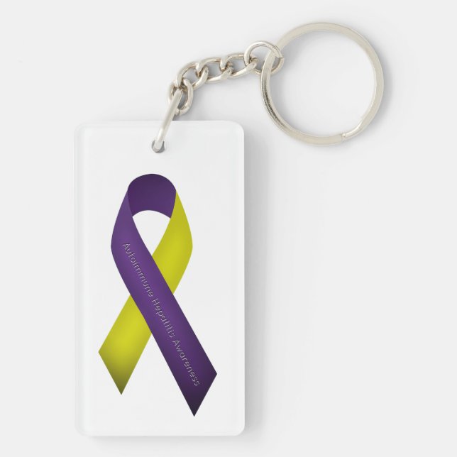Autoimmune Hepatitis Awareness Purple Yellow Key Ring (Back)