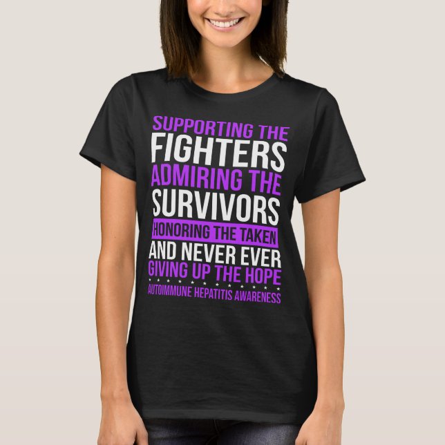 Autoimmune Hepatitis Survivor Hepatitis Ribbon T-Shirt (Front)
