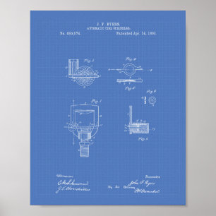Automatic Fire Sprinkler 1891 Patent - Blueprint Poster