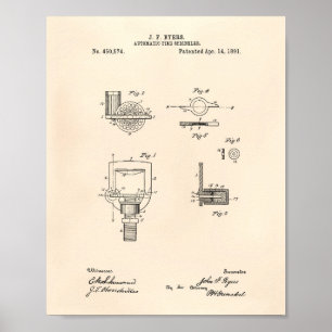 Automatic Fire Sprinkler 1891 Patent - Old Peper Poster