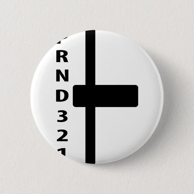 automatic gear-shift lever icon 6 cm round badge (Front)