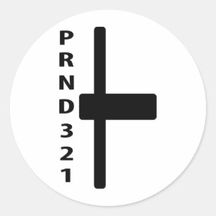 automatic gear-shift lever icon classic round sticker