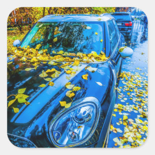 Automobile, Car - Season Of Fallen Leaves Square Sticker