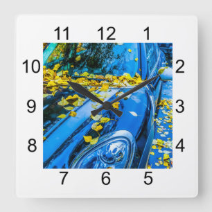Automobile, Car - Season Of Fallen Leaves Square Wall Clock
