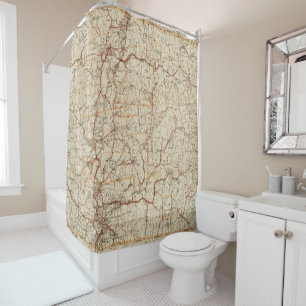 Automobile map Massachusetts vintage geography car Shower Curtain