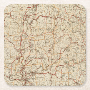Automobile map Massachusetts vintage geography car Square Paper Coaster