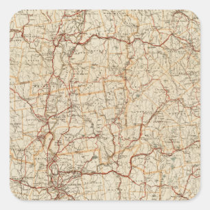 Automobile map Massachusetts vintage geography car Square Sticker