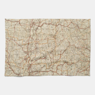 Automobile map Massachusetts vintage geography car Tea Towel
