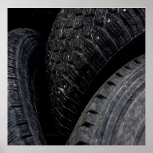 Automotive Car old tires Black Road trips  Poster