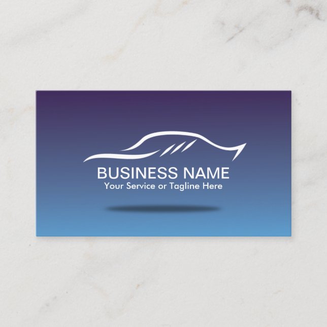 Automotive Car Repair Rental Elegant Blue Business Card (Front)