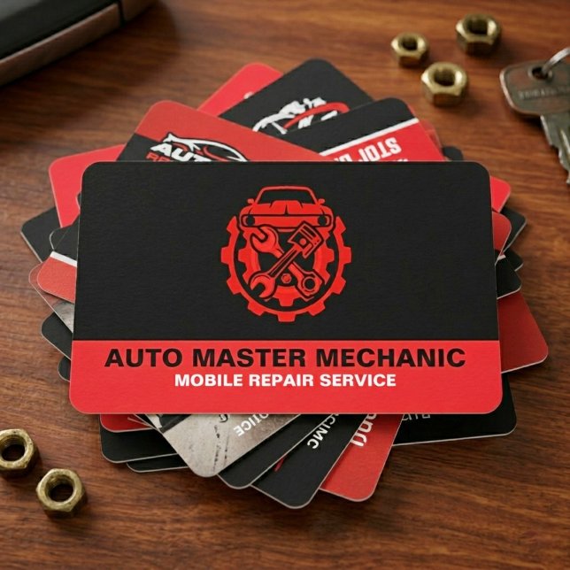 AUTOMOTIVE CAR REPAIR SERVICE | AUTO MECHANIC BUSINESS CARD (Auto Mechanic Automotive Repair Service BusinessCard)