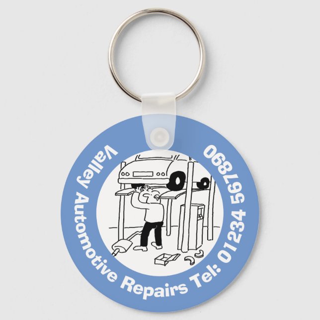 Automotive Car Repairs & Mechanics. Key Ring (Front)