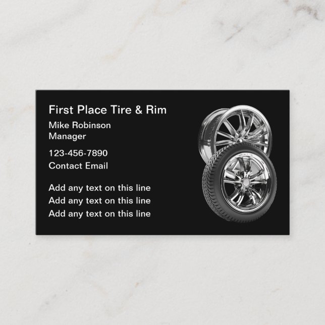 Automotive Car Tires And Rim Business Card (Front)
