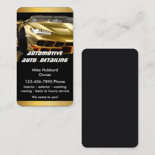 Automotive Car Wash Auto Detailing Gold Stripe  Business Card