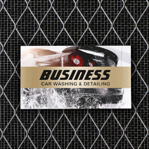 Automotive Car Wash Auto Detailing Gold Stripe Business Card