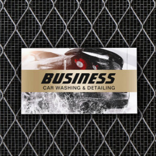 Automotive Car Wash Auto Detailing Gold Stripe Business Card