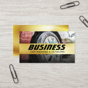 Automotive Car Wash Auto Detailing Gold Stripe Business Card