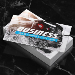 Automotive Car Wash & Auto Detailing Light Blue Business Card