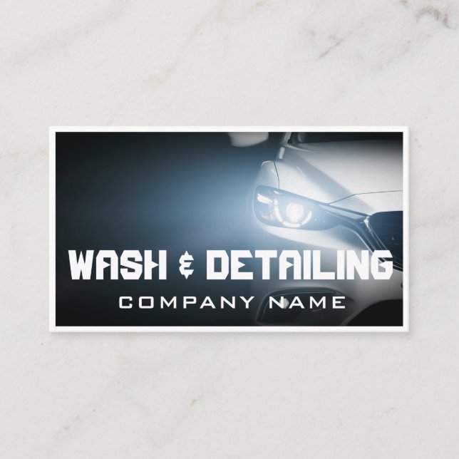 Automotive Car Wash & Auto Detailing Modern dark Business Card (Front)
