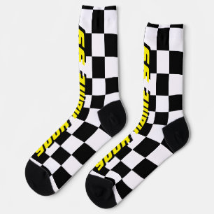 Automotive chequered racing flag custom auto sport socks