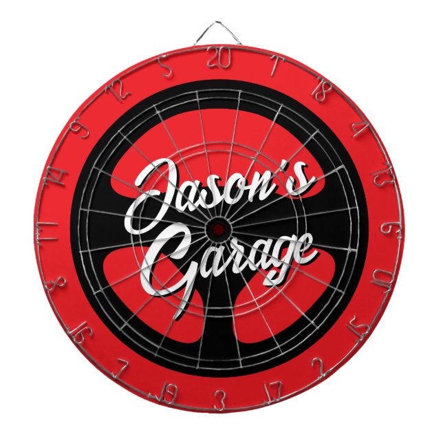 Automotive dartboard with car steering wheel print (Front)