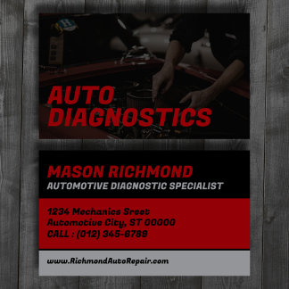 Automotive Diagnostic Specialist Custom Business Card