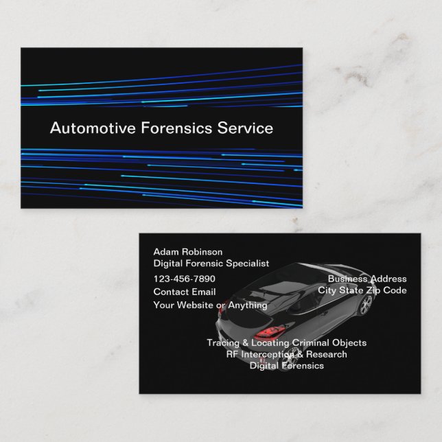 Automotive Digital Forensics Services Business Card (Front/Back)